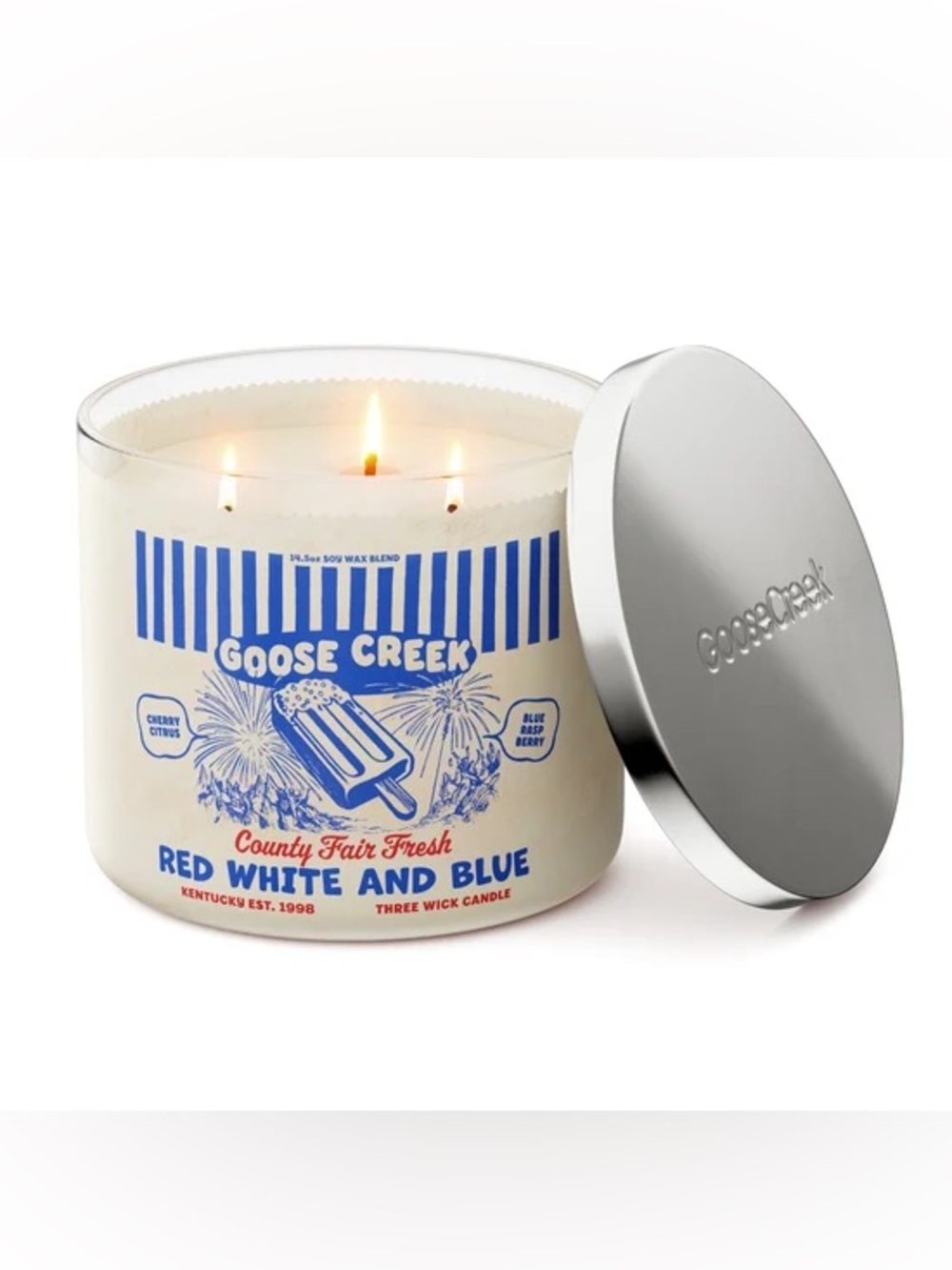 Goose Creek Red White & Blue 3-Wick Candle 14.5 oz NEW